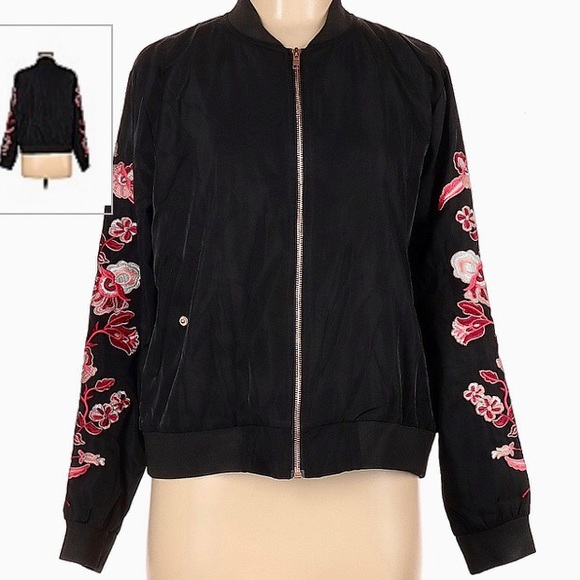 New! MINKPINK bomber floral embroidered bomber jacket - Picture 2 of 5